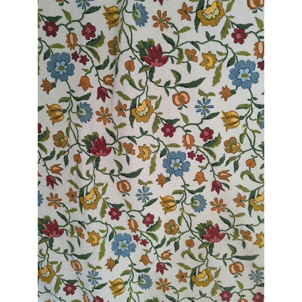 Gorgeous Stitched Embroidered Floral Tablecloth Vintage 44x95